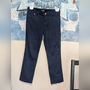 Lauren Ralph Lauren Straight Leg Trousers Pants Women's 6 Navy Zipper Detail